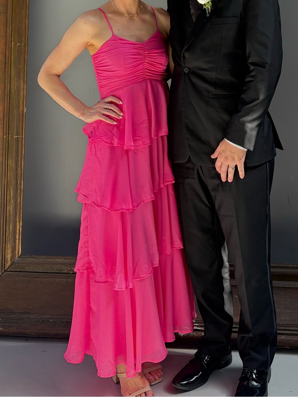 Women’s Pink Tiered Ruffle Maxi Dress